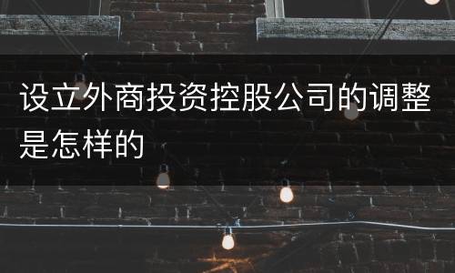 设立外商投资控股公司的调整是怎样的