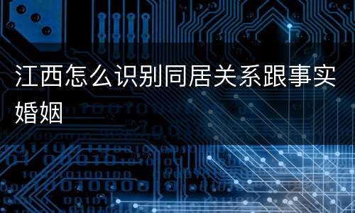 江西怎么识别同居关系跟事实婚姻