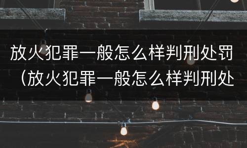 放火犯罪一般怎么样判刑处罚（放火犯罪一般怎么样判刑处罚金）
