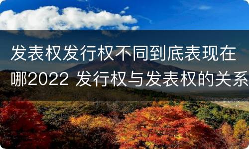 发表权发行权不同到底表现在哪2022 发行权与发表权的关系