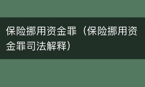 保险挪用资金罪（保险挪用资金罪司法解释）