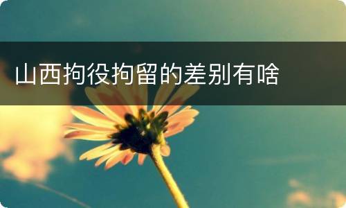 山西拘役拘留的差别有啥