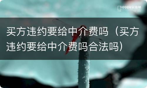 买方违约要给中介费吗（买方违约要给中介费吗合法吗）