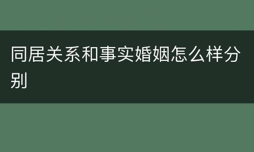同居关系和事实婚姻怎么样分别