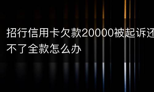 招行信用卡欠款20000被起诉还不了全款怎么办