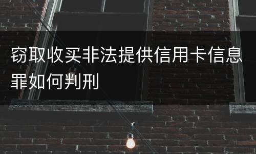 窃取收买非法提供信用卡信息罪如何判刑