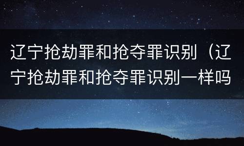 辽宁抢劫罪和抢夺罪识别（辽宁抢劫罪和抢夺罪识别一样吗）