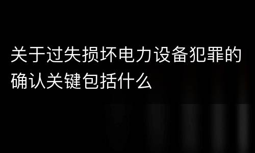 关于过失损坏电力设备犯罪的确认关键包括什么