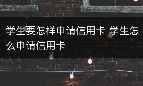 学生要怎样申请信用卡 学生怎么申请信用卡