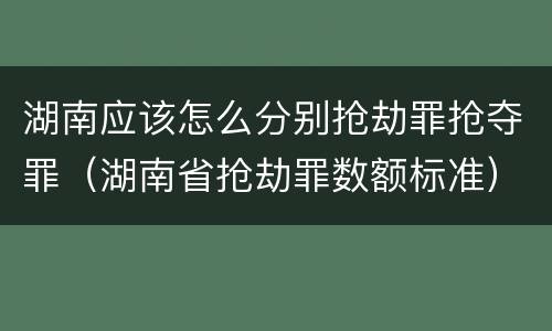 湖南应该怎么分别抢劫罪抢夺罪（湖南省抢劫罪数额标准）