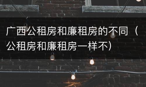 广西公租房和廉租房的不同（公租房和廉租房一样不）