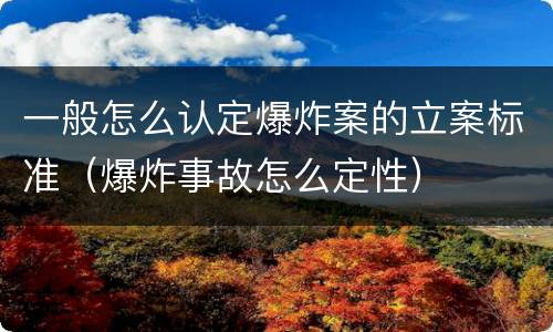 一般怎么认定爆炸案的立案标准（爆炸事故怎么定性）