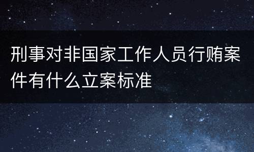 刑事对非国家工作人员行贿案件有什么立案标准