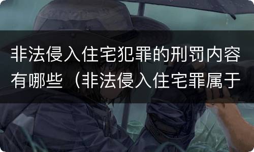 非法侵入住宅犯罪的刑罚内容有哪些（非法侵入住宅罪属于哪类犯罪）