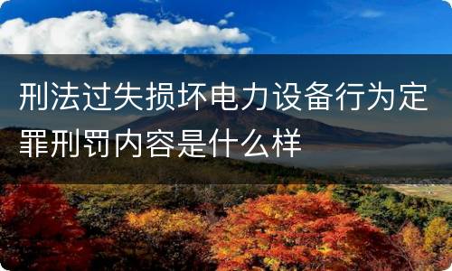 刑法过失损坏电力设备行为定罪刑罚内容是什么样