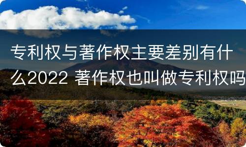 专利权与著作权主要差别有什么2022 著作权也叫做专利权吗