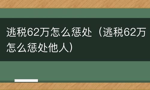 逃税62万怎么惩处（逃税62万怎么惩处他人）