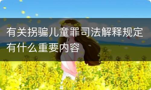 有关拐骗儿童罪司法解释规定有什么重要内容