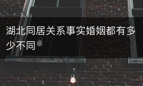 湖北同居关系事实婚姻都有多少不同