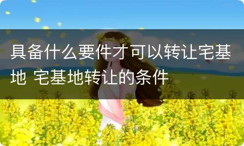 具备什么要件才可以转让宅基地 宅基地转让的条件