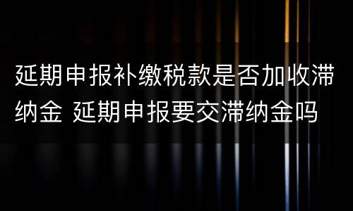 延期申报补缴税款是否加收滞纳金 延期申报要交滞纳金吗
