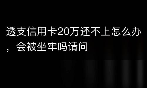 透支信用卡20万还不上怎么办，会被坐牢吗请问