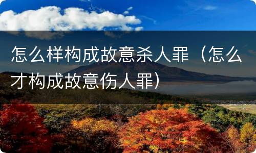 怎么样构成故意杀人罪（怎么才构成故意伤人罪）