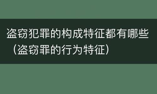 盗窃犯罪的构成特征都有哪些（盗窃罪的行为特征）