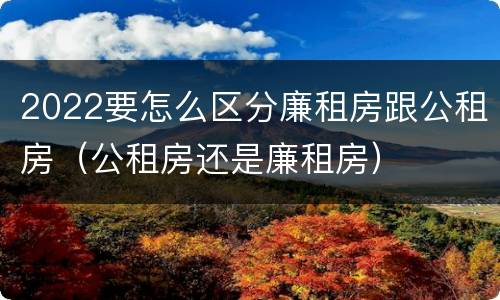 2022要怎么区分廉租房跟公租房（公租房还是廉租房）