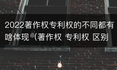 2022著作权专利权的不同都有啥体现（著作权 专利权 区别）