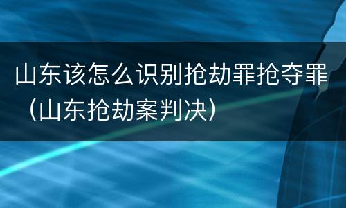 山东该怎么识别抢劫罪抢夺罪（山东抢劫案判决）