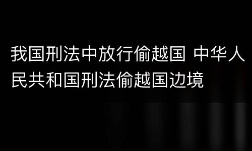 我国刑法中放行偷越国 中华人民共和国刑法偷越国边境