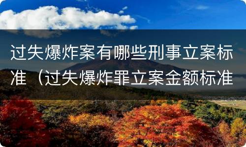 过失爆炸案有哪些刑事立案标准（过失爆炸罪立案金额标准）