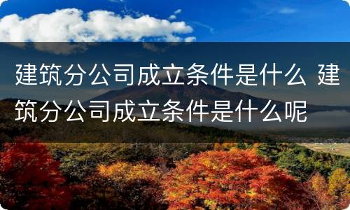 建筑分公司成立条件是什么 建筑分公司成立条件是什么呢