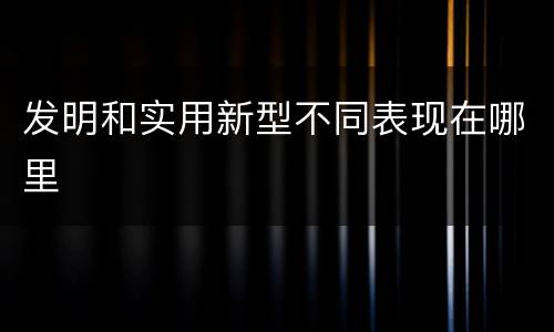 发明和实用新型不同表现在哪里