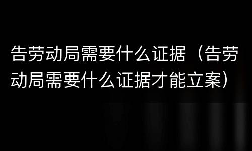 告劳动局需要什么证据（告劳动局需要什么证据才能立案）