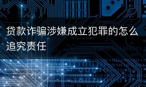 贷款诈骗涉嫌成立犯罪的怎么追究责任