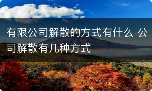有限公司解散的方式有什么 公司解散有几种方式