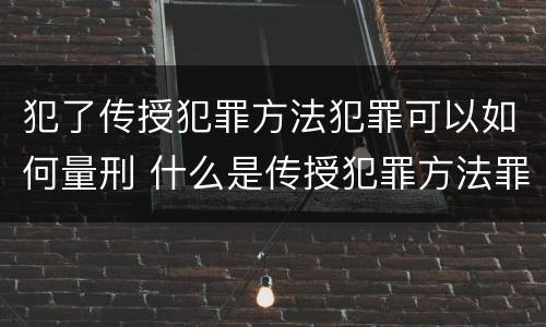 犯了传授犯罪方法犯罪可以如何量刑 什么是传授犯罪方法罪