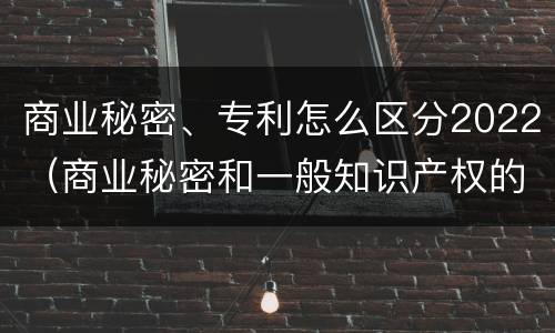 商业秘密、专利怎么区分2022（商业秘密和一般知识产权的区别）