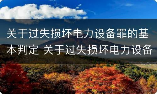 关于过失损坏电力设备罪的基本判定 关于过失损坏电力设备罪的基本判定正确的是