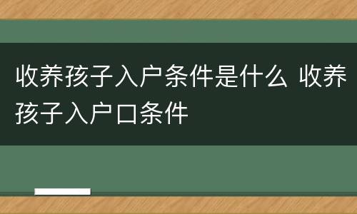 收养孩子入户条件是什么 收养孩子入户口条件