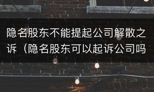 隐名股东不能提起公司解散之诉（隐名股东可以起诉公司吗）