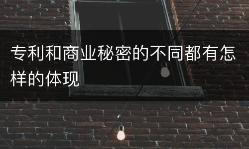 专利和商业秘密的不同都有怎样的体现