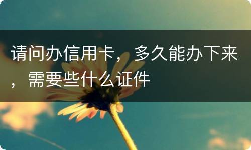请问办信用卡，多久能办下来，需要些什么证件