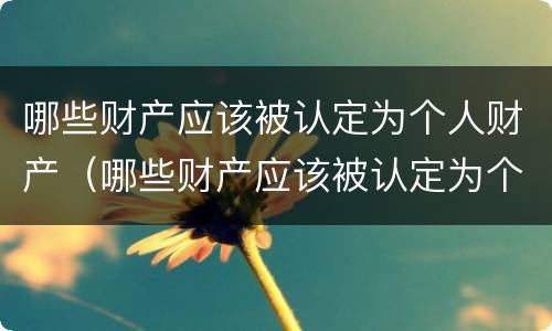 哪些财产应该被认定为个人财产（哪些财产应该被认定为个人财产呢）