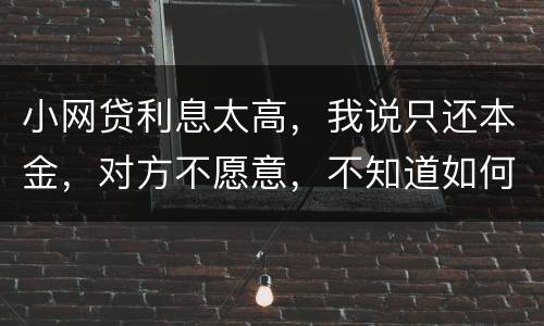 小网贷利息太高，我说只还本金，对方不愿意，不知道如何是好