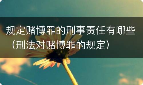 规定赌博罪的刑事责任有哪些（刑法对赌博罪的规定）