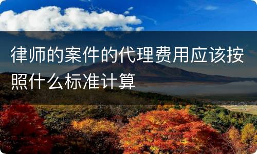 律师的案件的代理费用应该按照什么标准计算