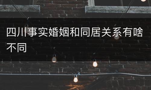 四川事实婚姻和同居关系有啥不同